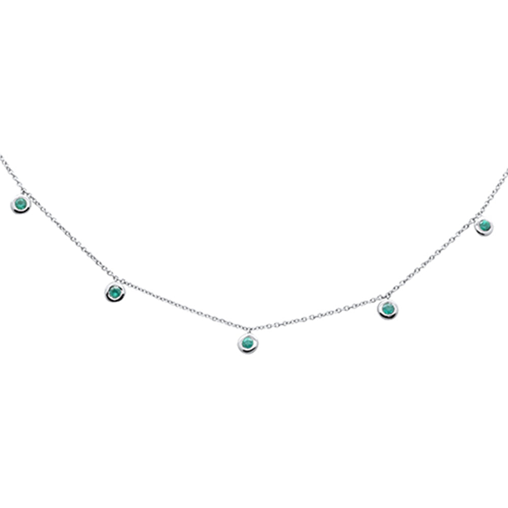 ''.25ct G SI 14K White GOLD Emerald Gemstone Pendant Necklace 18'''' Long''