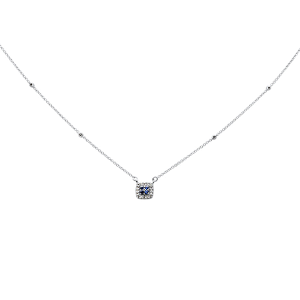 ''SPECIAL! .18ct G SI 14K White Gold Diamond Blue Sapphire Gemstone & Diamond PENDANT Necklace''
