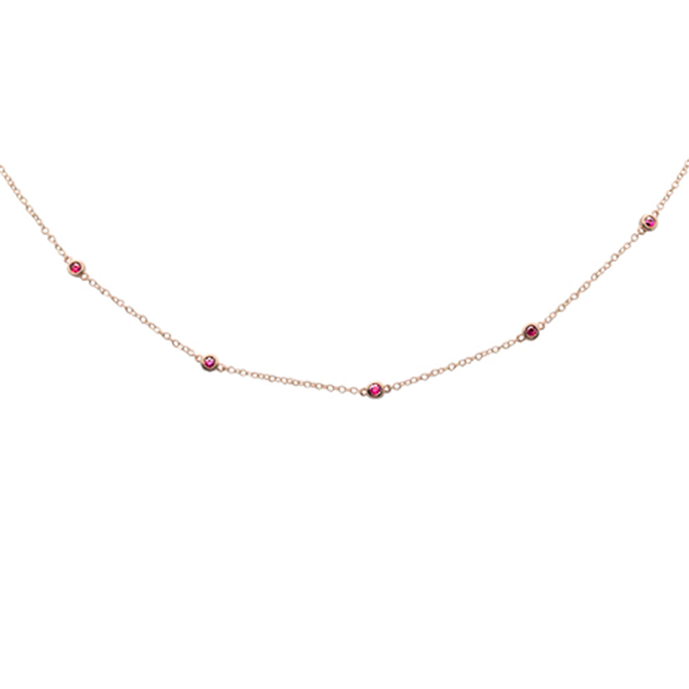 ''SPECIAL! .55ct G SI 14K Rose GOLD Diamond Natural Ruby Gemstone by the yard Pendant Necklace''