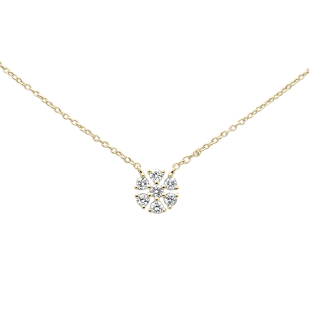 ''SPECIAL!  .22ct G SI 14K Yellow Gold DIAMOND Snowflake Flower Pendant Necklace 16-18''''''