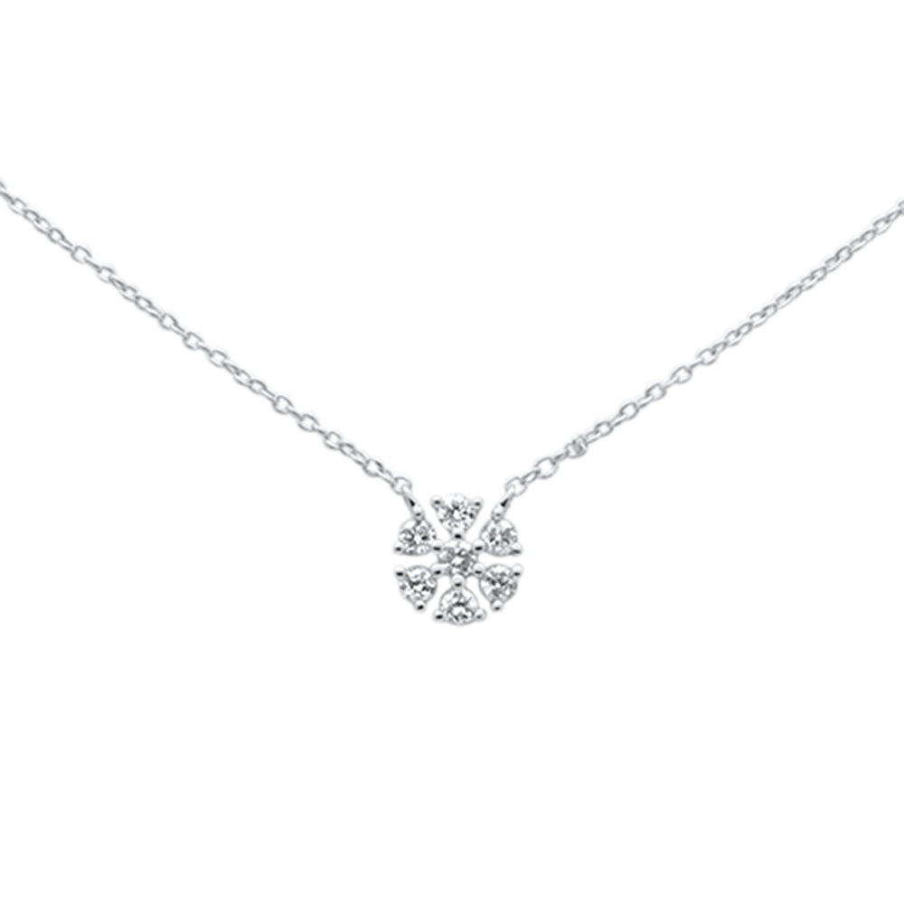 ''SPECIAL! .21ct G SI 14K White Gold DIAMOND Snowflake Flower Pendant Necklace 16-18''''''