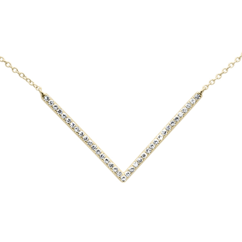 ''SPECIAL! .23ct G SI 14K Yellow Gold Diamond WIDE V shaped Style Pendant NECKLACE 18''''''