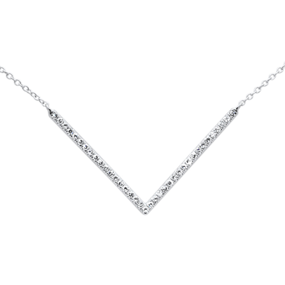 ''SPECIAL! .23ct G SI 14K White GOLD Diamond WIDE V shaped Style Pendant Necklace 18''''''