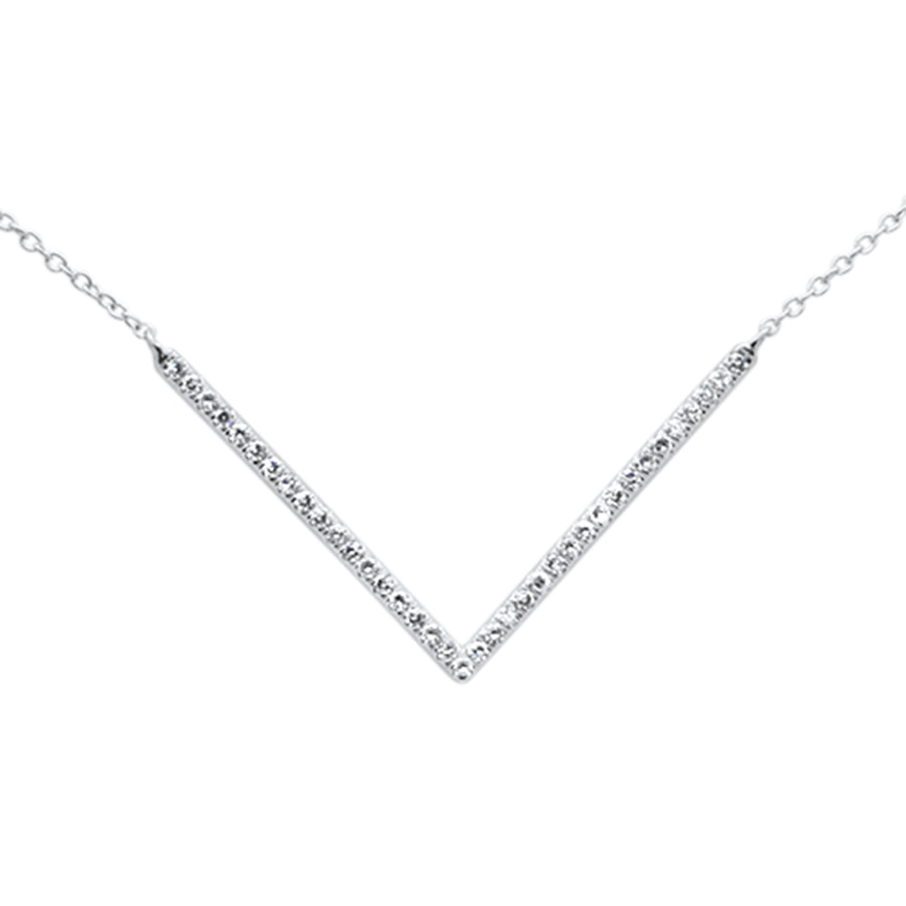 ''SPECIAL! .23ct G SI 14K White Gold Diamond WIDE V shaped Style PENDANT Necklace 18''''''
