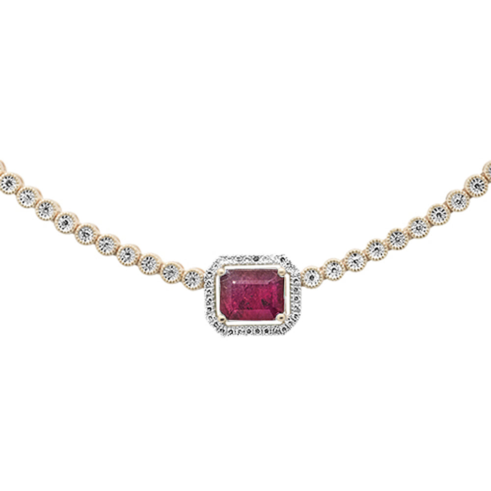 ''SPECIAL! 4.84ct G SI 14K Yellow GOLD Diamond & Ruby Gemstone Tennis Necklace''