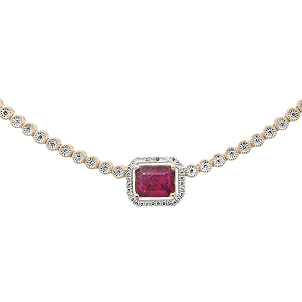 ''SPECIAL! 4.84ct G SI 14K Yellow Gold DIAMOND & Ruby Gemstone Tennis Necklace''