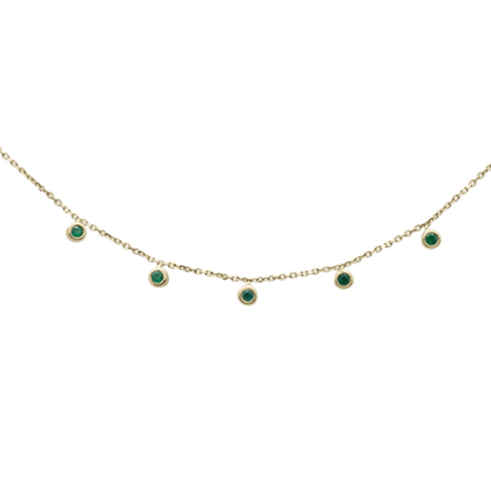 ''.14cts G SI 14K Yellow Gold Emerald Gemstone By the Yard PENDANT Necklace 18'''' Chain''