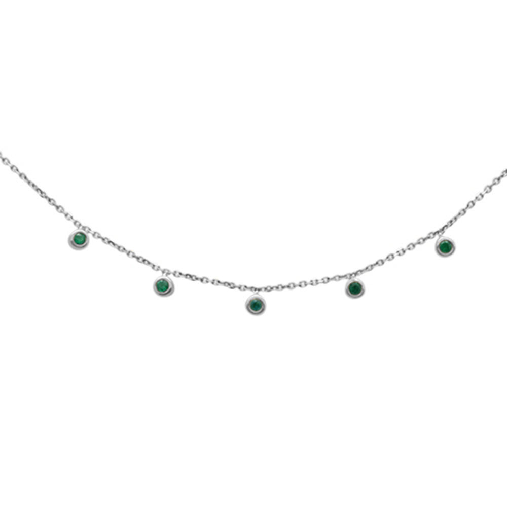 ''.13cts G SI 14K White Gold Emerald Gemstone By the Yard PENDANT Necklace 18'''' Chain''