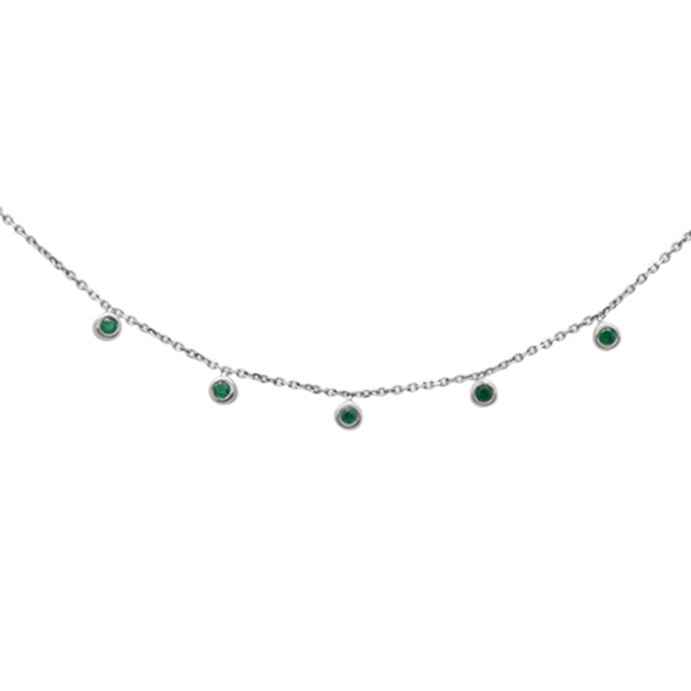 ''.13cts G SI 14K White Gold Emerald Gemstone By the Yard Pendant NECKLACE 18'''' Chain''