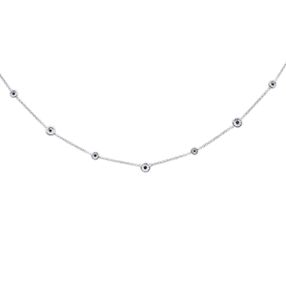 ''.07cts G SI 14K White Gold Blue Sapphire Gemstone By the Yard Pendant NECKLACE 18'''' Chain''