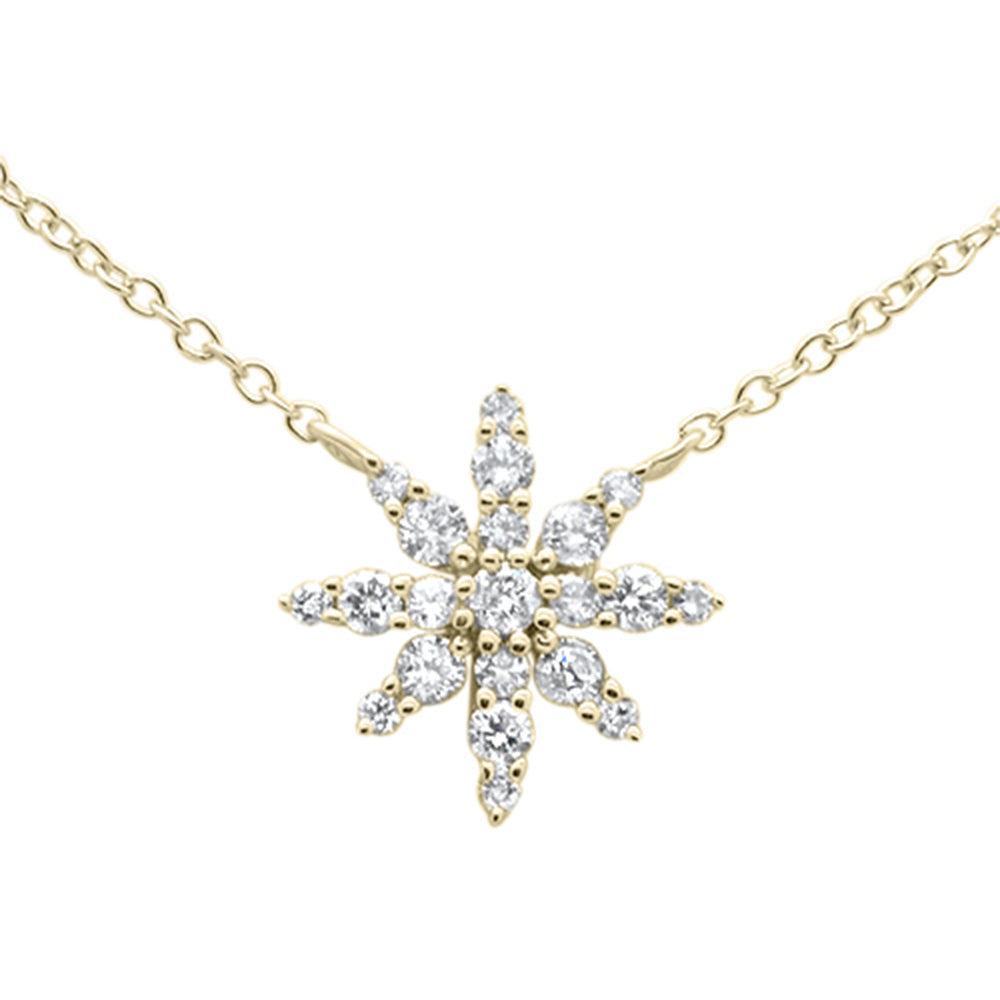 ''SPECIAL! .28ct G SI 14K Yellow Gold Diamond Starburst Pendant NECKLACE 16-18''''''