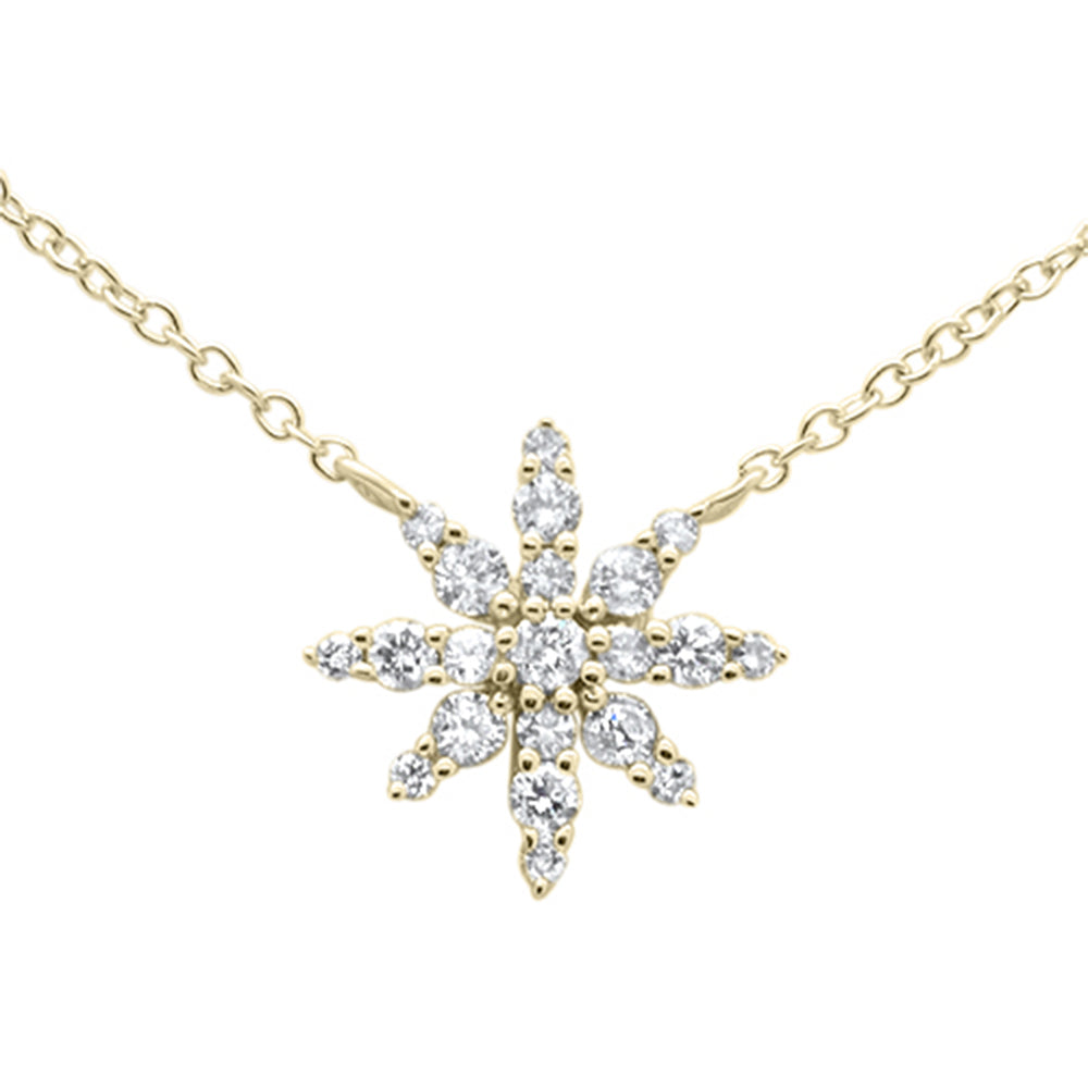 ''SPECIAL! .28ct G SI 14K Yellow GOLD Diamond Starburst Pendant Necklace 16-18''''''