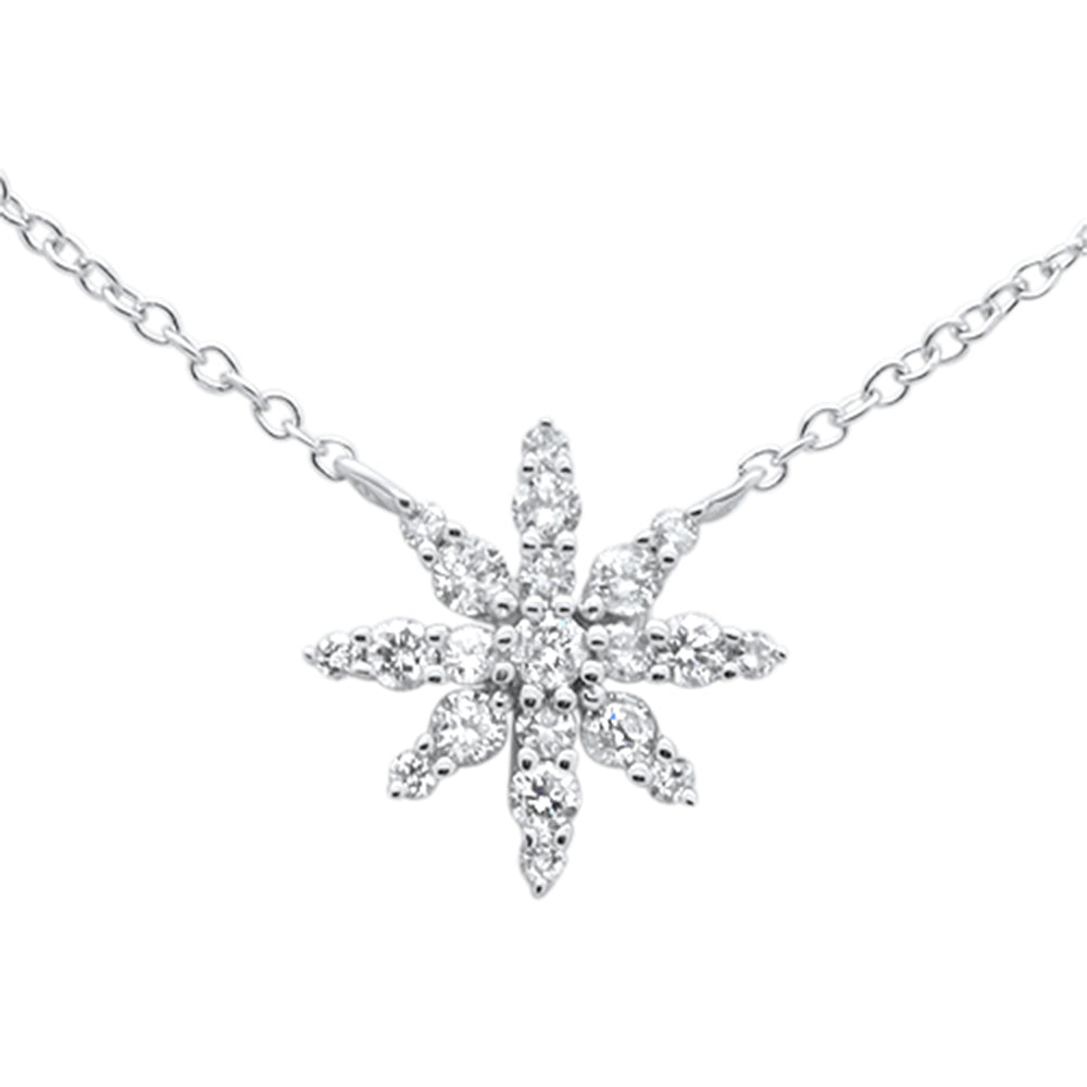 ''SPECIAL! .29ct G SI 14K White Gold Diamond Starburst Pendant NECKLACE 16-18''''''