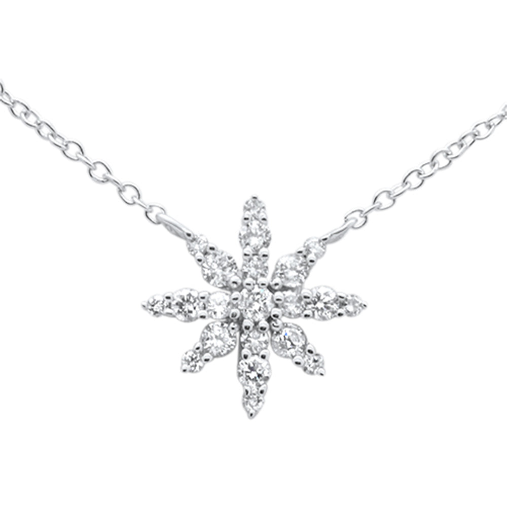 ''SPECIAL! .29ct G SI 14K White Gold Diamond Starburst PENDANT Necklace 16-18''''''