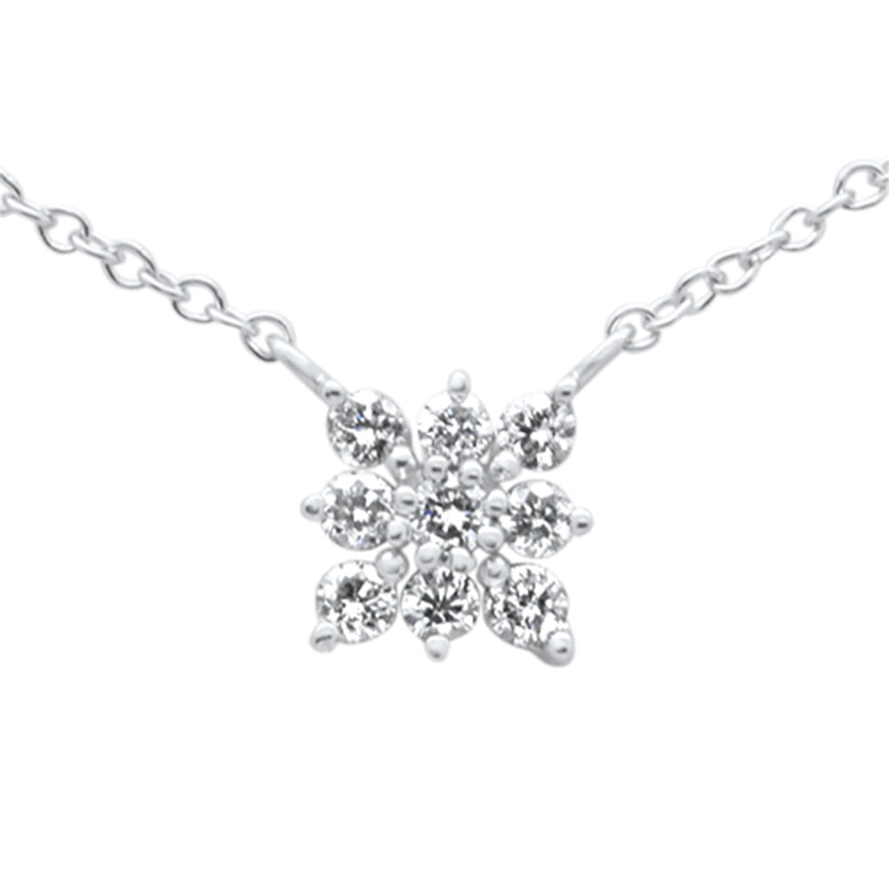 ''SPECIAL! .19ct G SI 14K White Gold Diamond Starburst PENDANT Necklace 16-18''''''