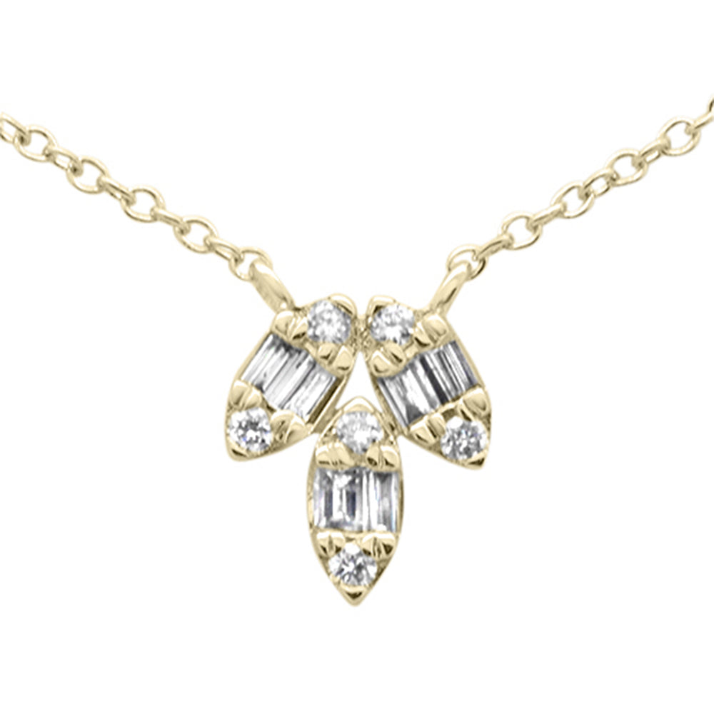 ''SPECIAL! .21ct G SI 14K Yellow Gold Round & Baguette Diamond Pendant NECKLACE 16-18''''''