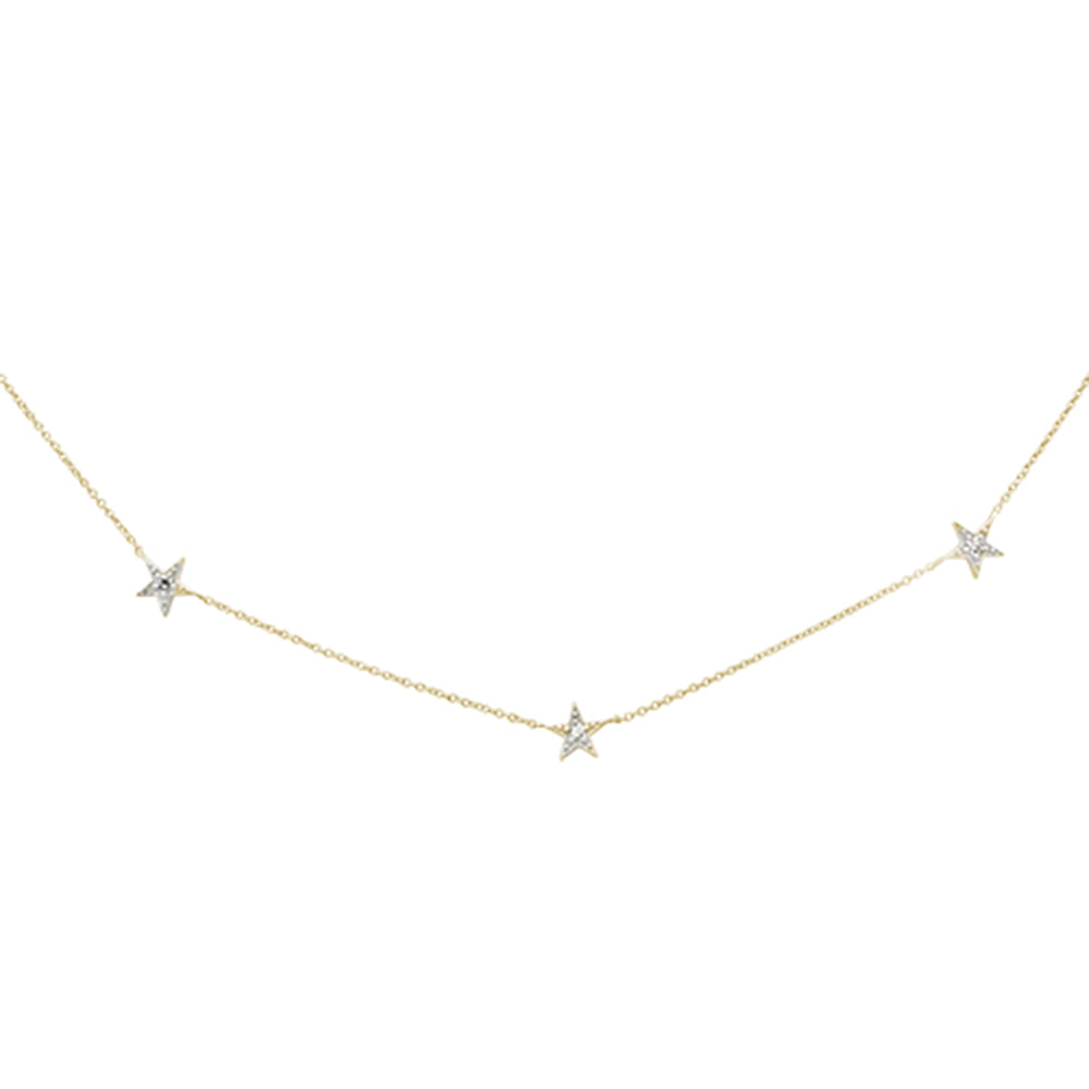 ''SPECIAL! .20ct G SI 14K Yellow Gold Diamond Star Shaped By the Yard Chain PENDANT Necklace 18''''''