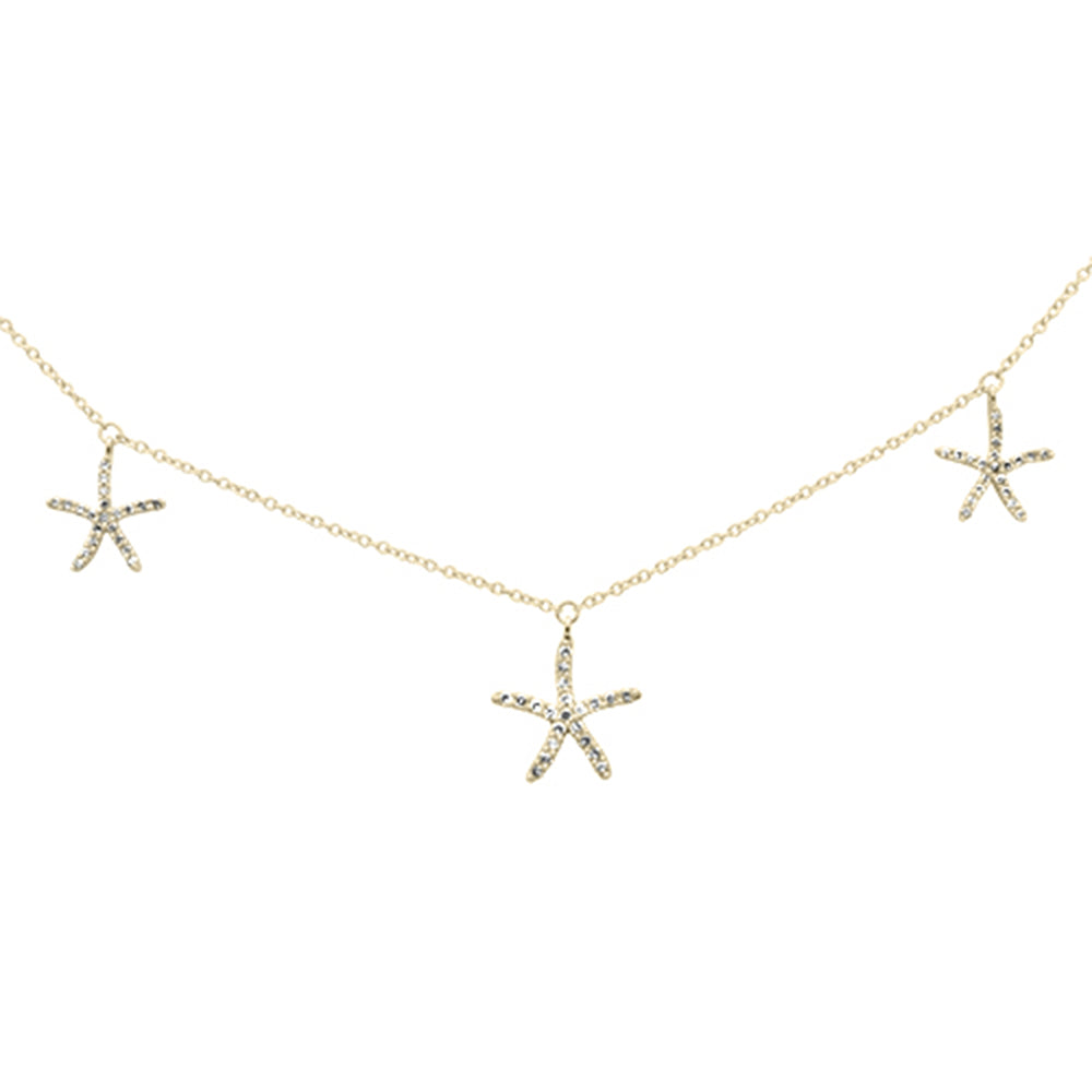 ''SPECIAL! .30ct G SI 14K Yellow Gold Diamond Starfish Dangling Pendant NECKLACE 16-18''''''