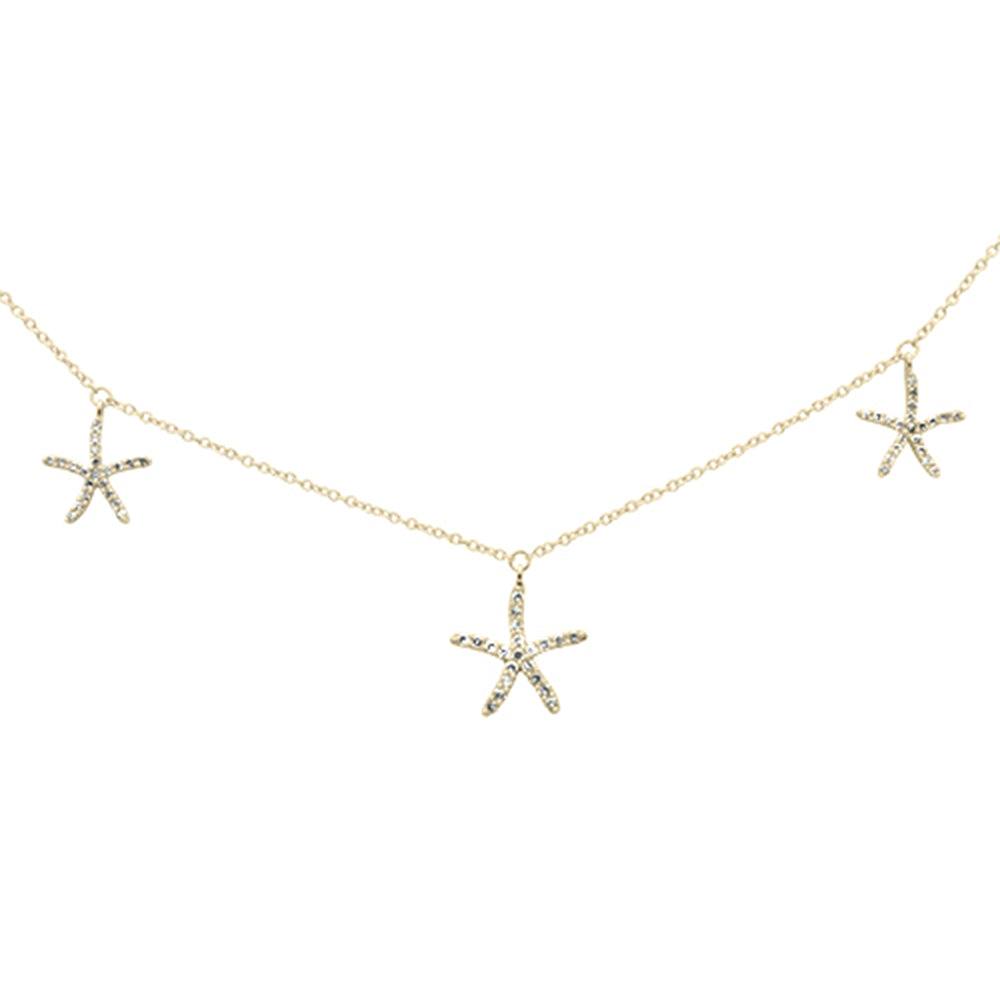 ''SPECIAL! .30ct G SI 14K Yellow GOLD Diamond Starfish Dangling Pendant Necklace 16-18''''''