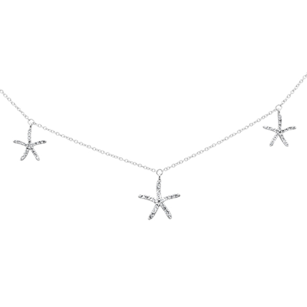 ''SPECIAL! .29ct G SI 14K White Gold DIAMOND Starfish Dangling Pendant Necklace 16-18''''''