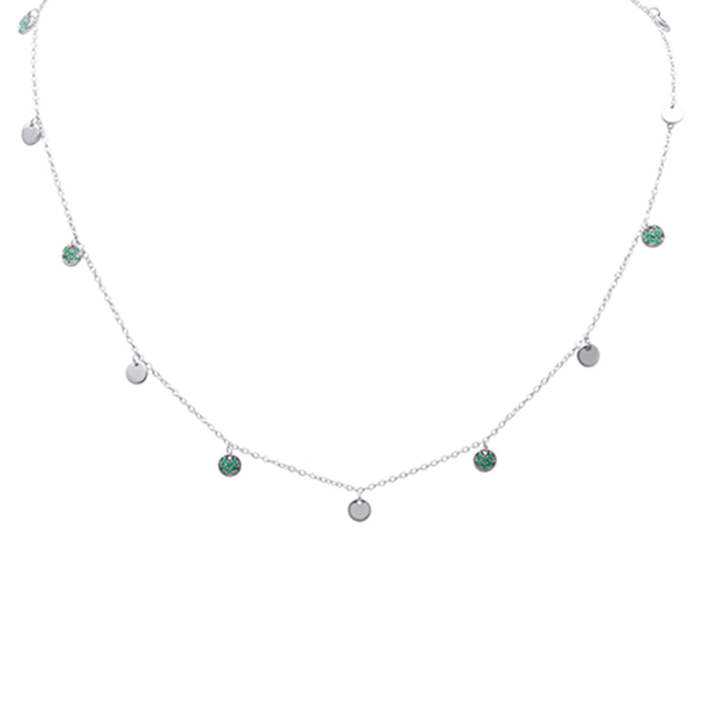 ''SPECIAL!.22ct G SI 14K White Gold Diamond Emerald Gemstones PENDANT Necklace 18'''' Long''