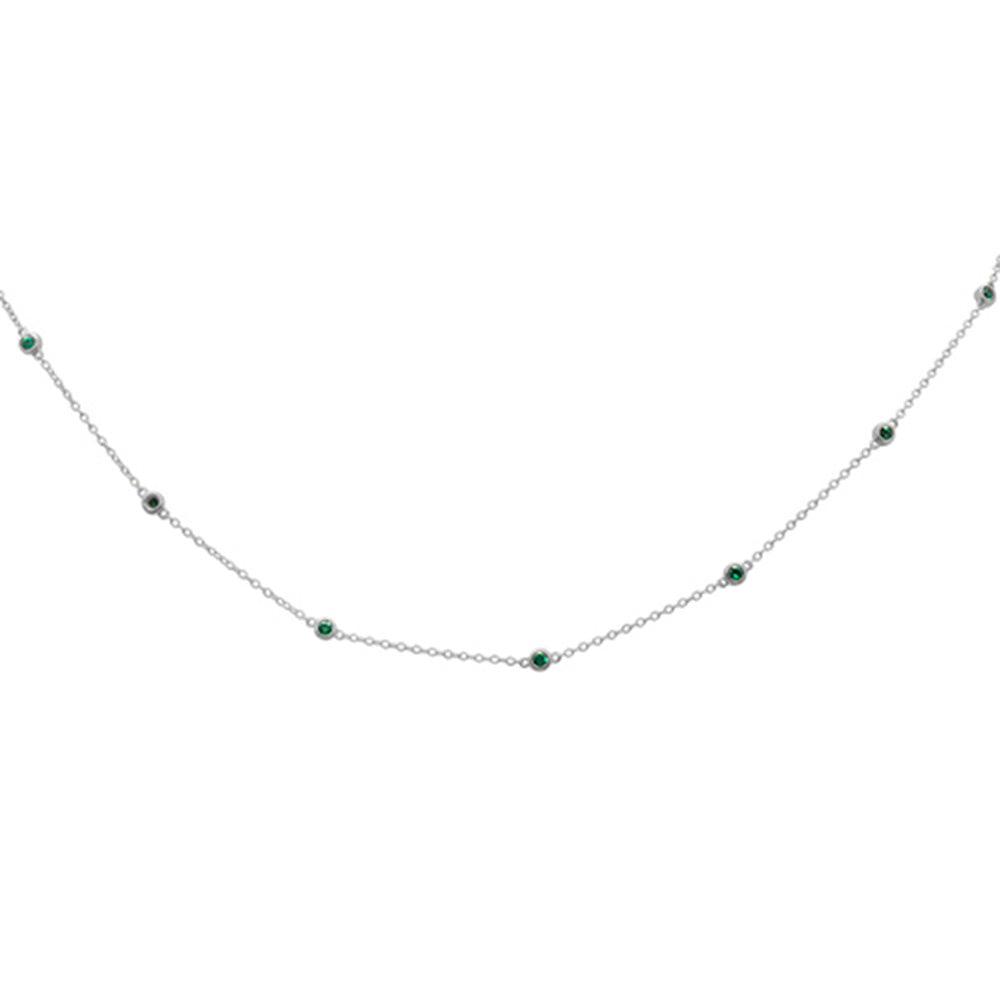 ''SPECIAL! .43cts G SI 14K White Gold Emerald Gemstone By the Yard Chain PENDANT Necklace 18''''''