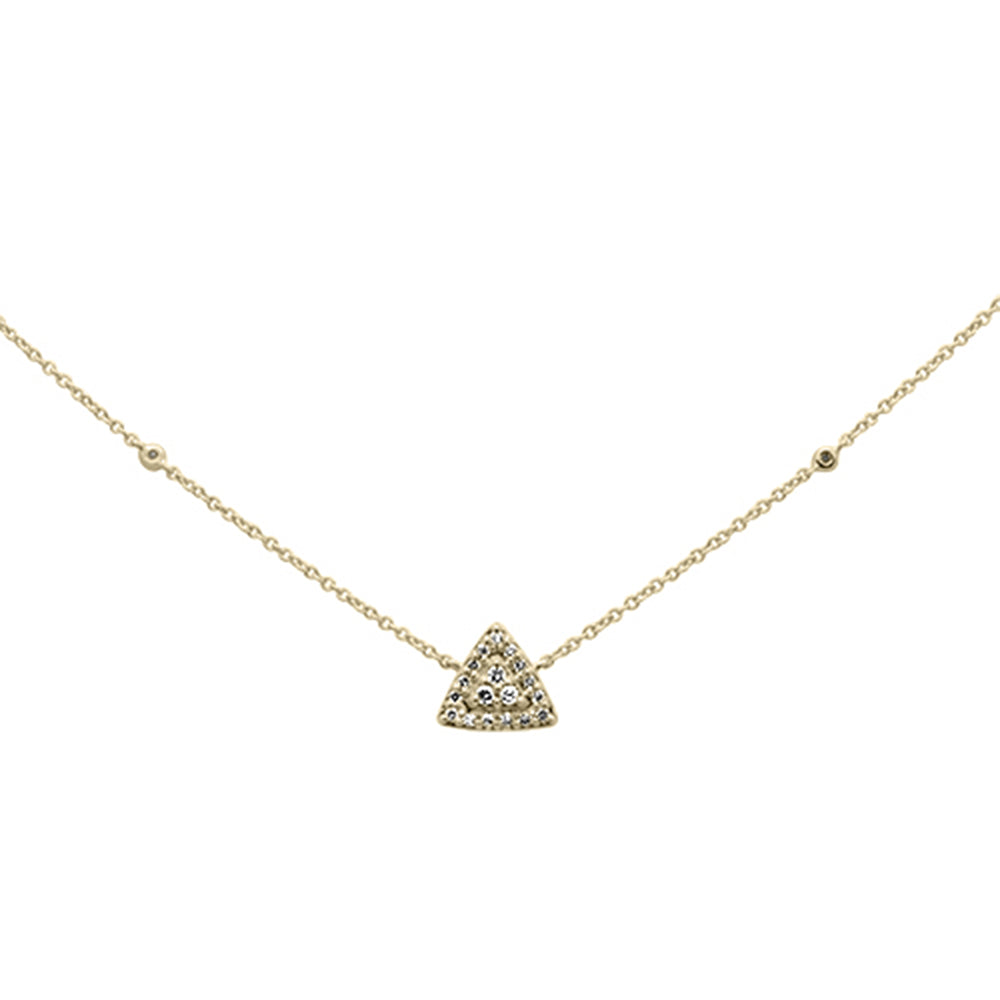 ''.13ct G SI 14K Yellow GOLD Diamond Triangle Shaped Pendant Necklace 18''''''