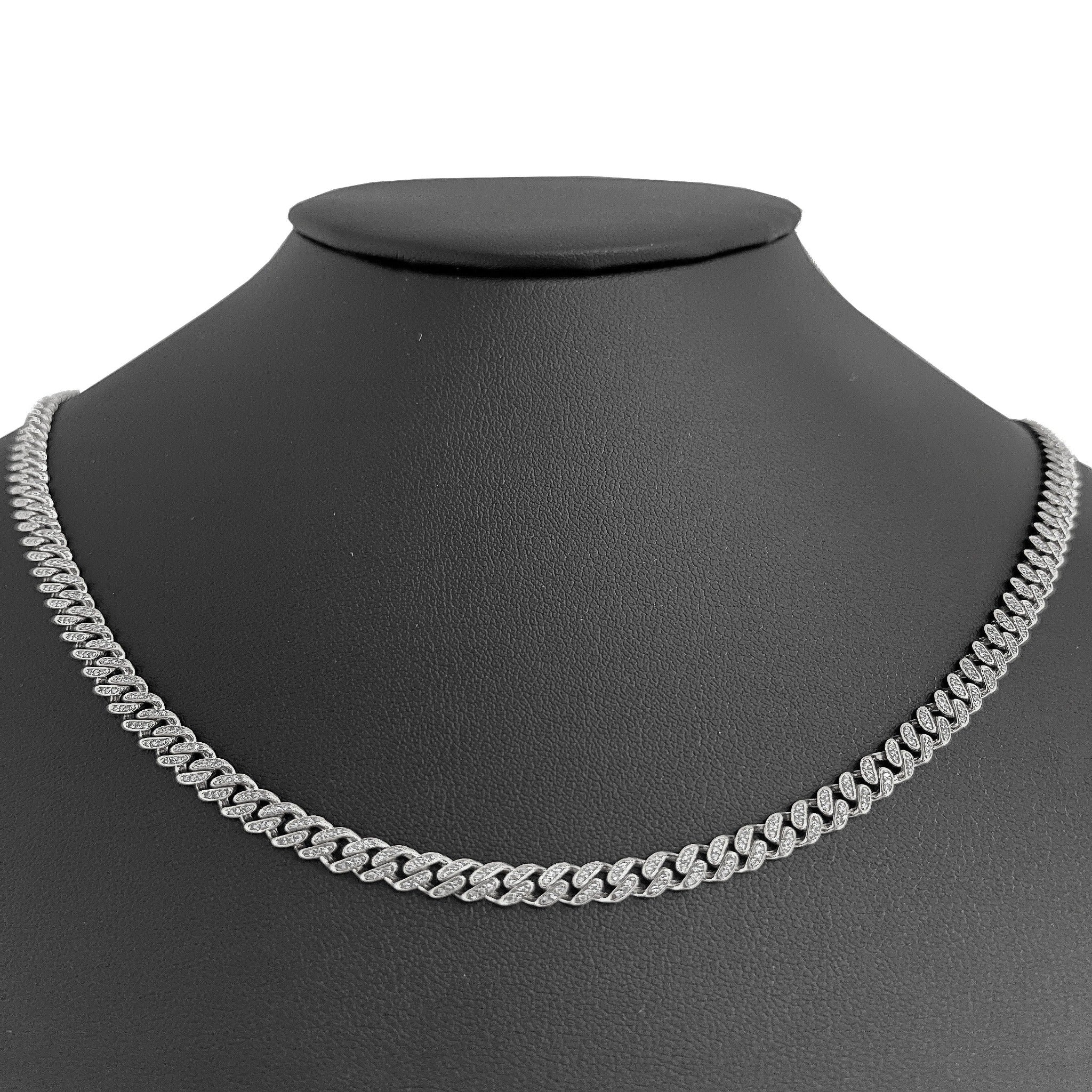 ''SPECIAL! 5mm 1.62ct G SI 14k White GOLD Round Diamond Cuban Necklace 18'''' Long''