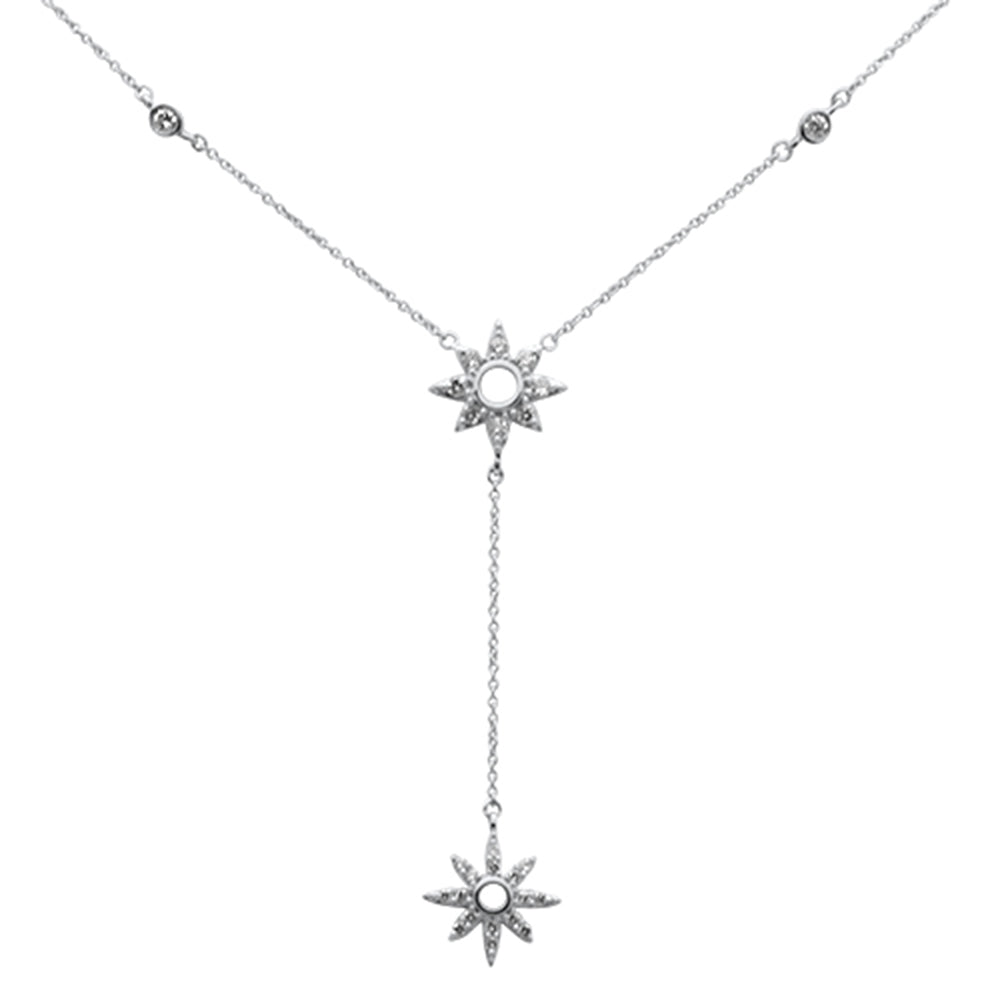 ''SPECIAL!.41ct G SI 14K White Gold Diamond Starburst Lariat PENDANT Necklace 16+2'''' Ext''