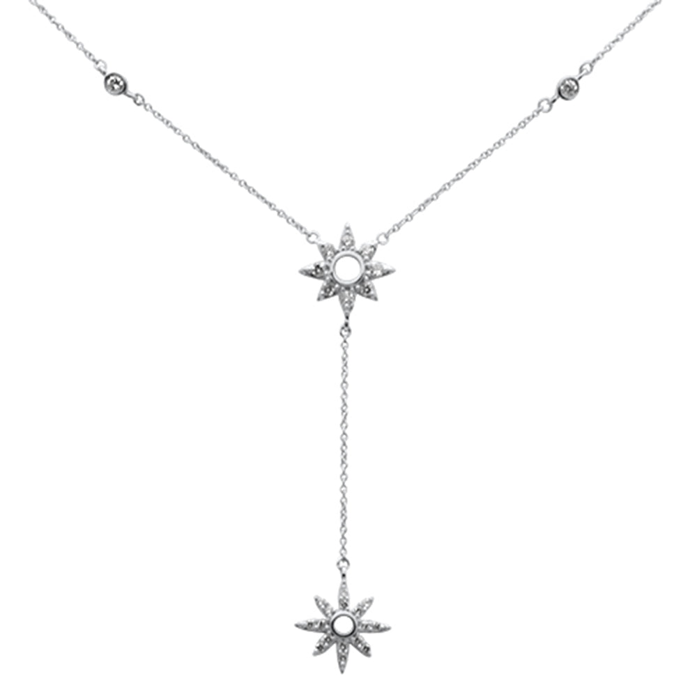 ''SPECIAL!.41ct G SI 14K White Gold DIAMOND Starburst Lariat Pendant Necklace 16+2'''' Ext''