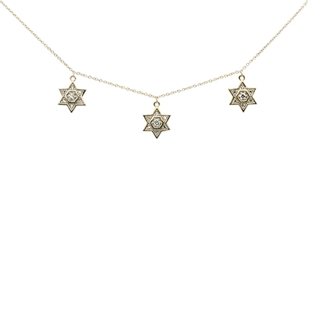 ''SPECIAL!.21ct G SI 14K Yellow Gold Diamond Star of David Pendant NECKLACE 16+2'''' Ext''