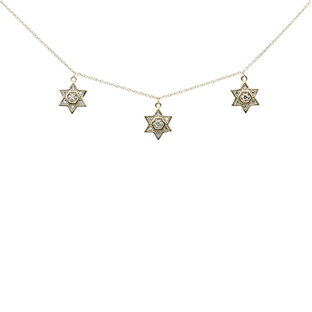 ''SPECIAL!.21ct G SI 14K Yellow Gold DIAMOND Star of David Pendant Necklace 16+2'''' Ext''