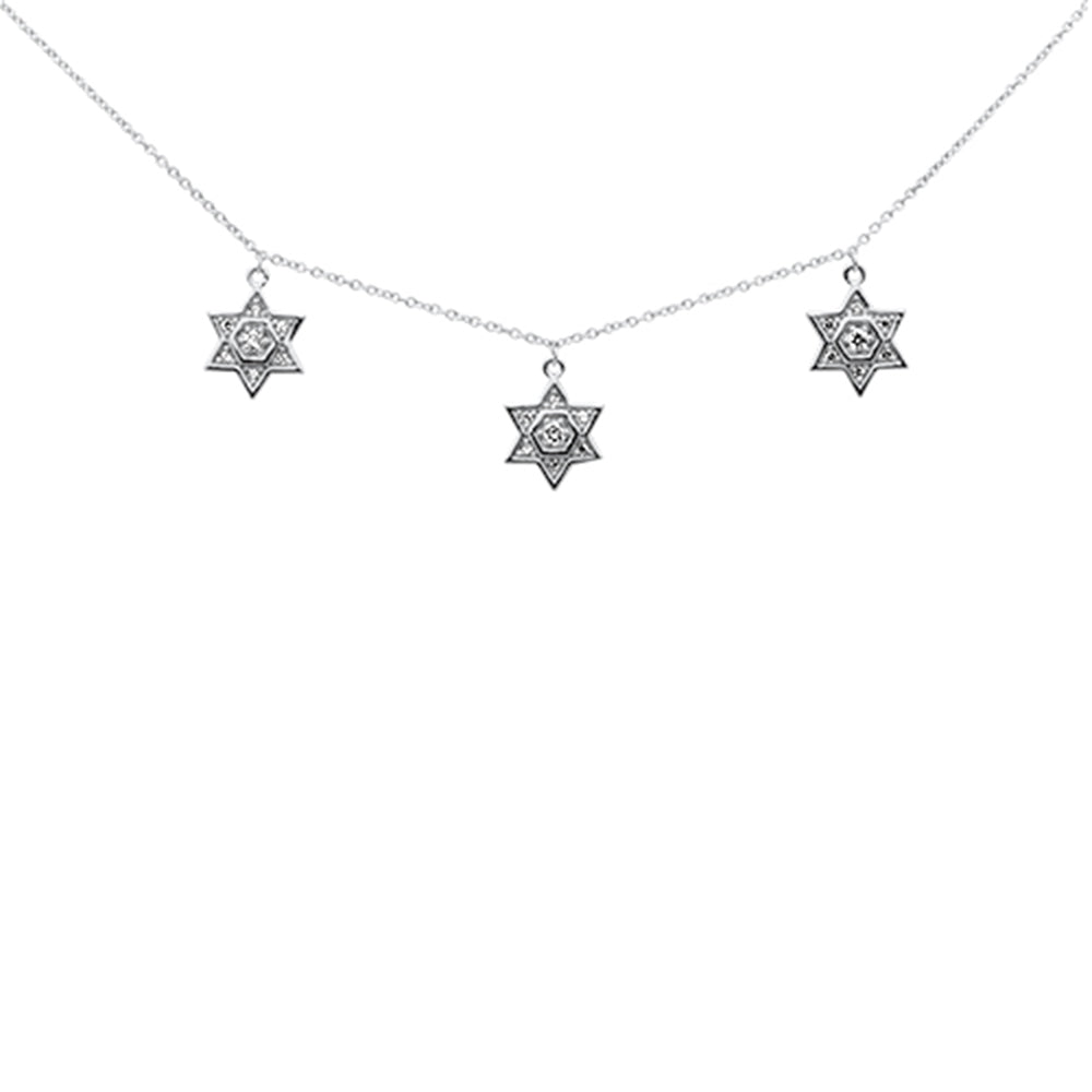 ''SPECIAL! .20ct G SI 14K White Gold DIAMOND Star of David Pendant Necklace 16+2'''' Ext''
