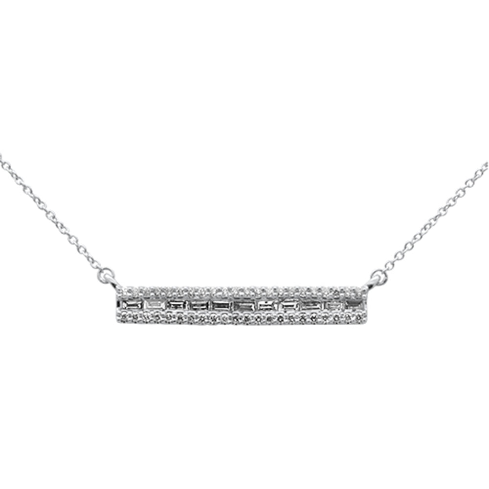 ''SPECIAL!.40ct G SI 14K White Gold DIAMOND Round & Baguette Bar Pendant Necklace 18'''' Long''