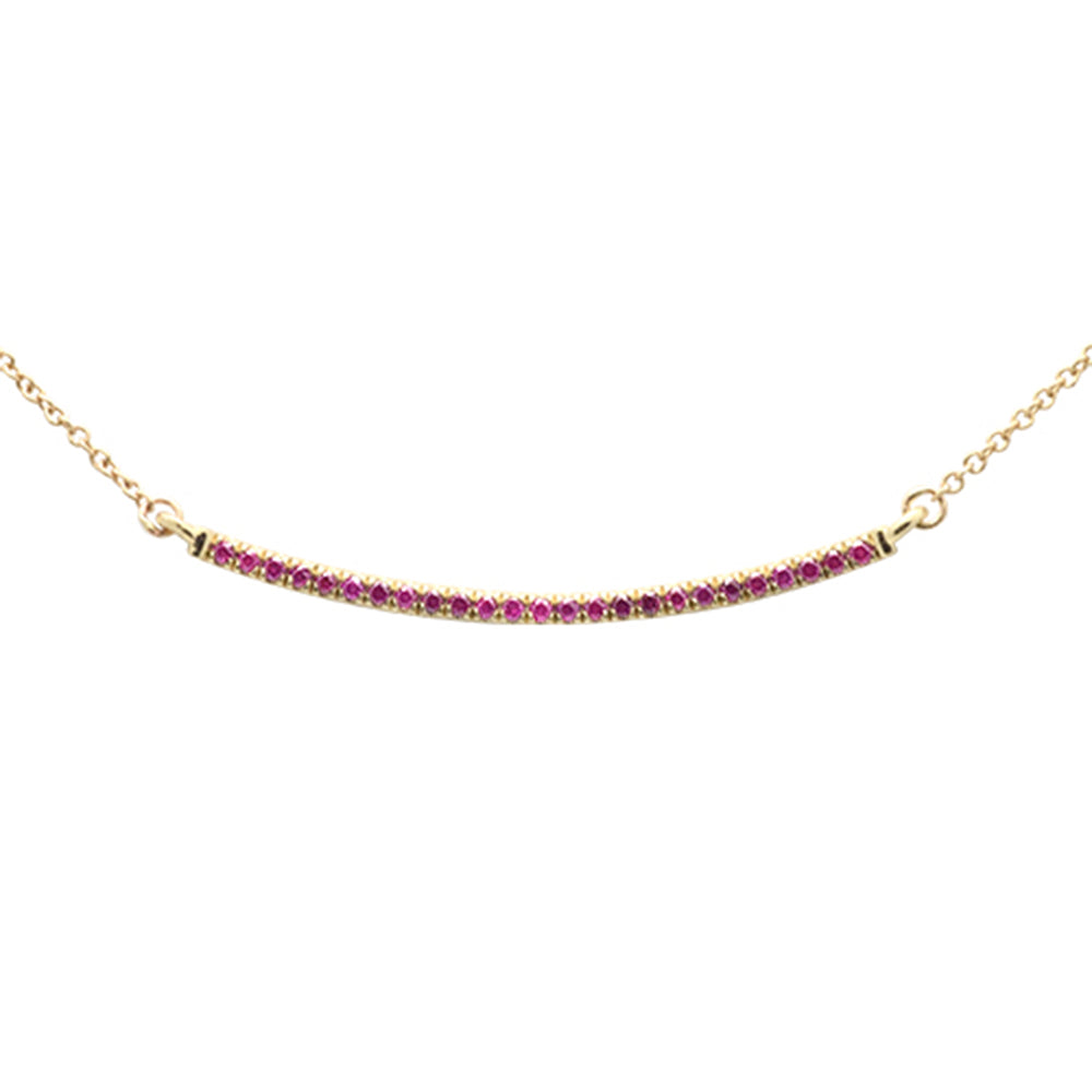 ''.20ct G SI 14K Yellow GOLD Natural Ruby Gemstone Bar Pendant Necklace 18'''' Long''