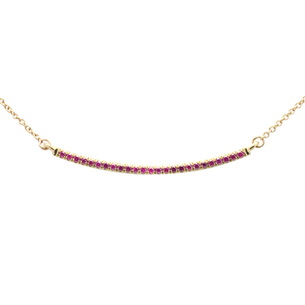 ''.20ct G SI 14K Yellow Gold Natural Ruby Gemstone Bar PENDANT Necklace 18'''' Long''