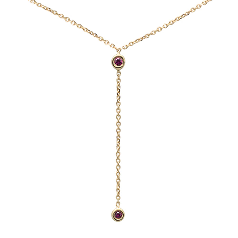 ''.08cts G SI 14K Yellow Gold Ruby Gemstone Drop Necklace PENDANT 16+2'''' Ext.''