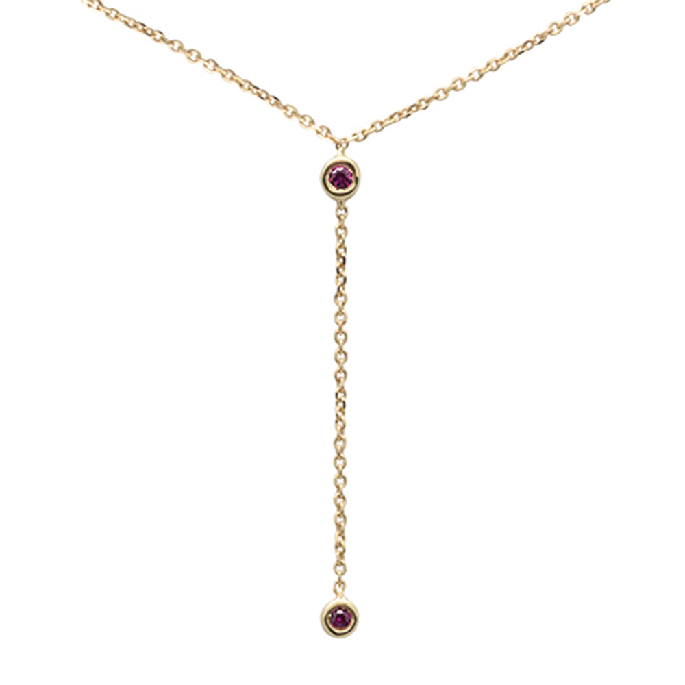 ''.08cts G SI 14K Yellow GOLD Ruby Gemstone Drop Necklace Pendant 16+2'''' Ext.''