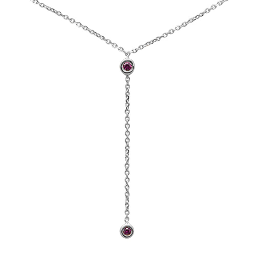 ''.07cts G SI 14K White Gold Ruby Gemstone Drop Necklace PENDANT 16+2'''' Ext.''