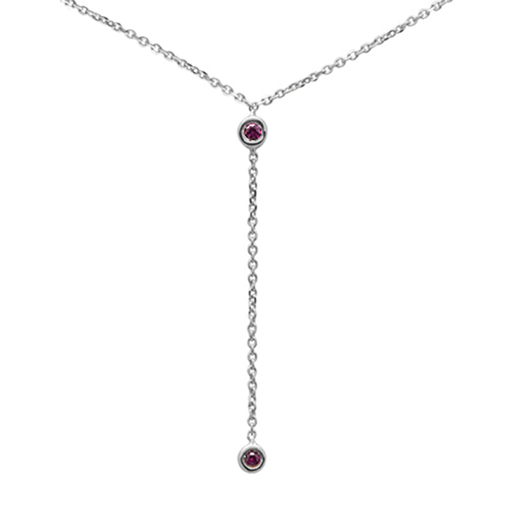 ''.07cts G SI 14K White GOLD Ruby Gemstone Drop Necklace Pendant 16+2'''' Ext.''