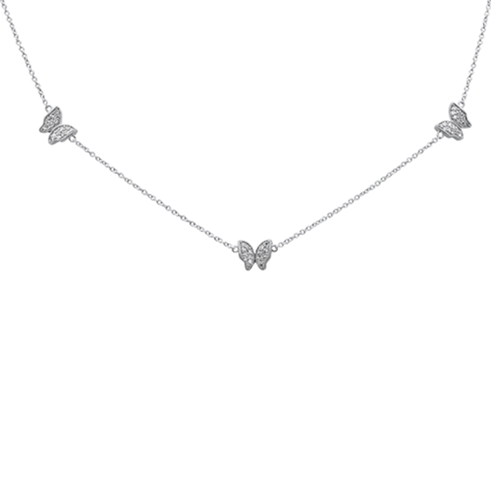''.15ct G SI 14K White Gold Diamond Butterfly Pendant NECKLACE 14+2''''''