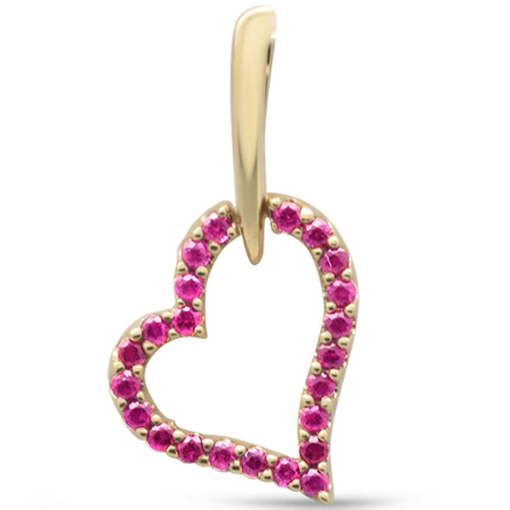 .17ct G SI 14K Yellow GOLD  Ruby Gemstone Heart Charm Pendant