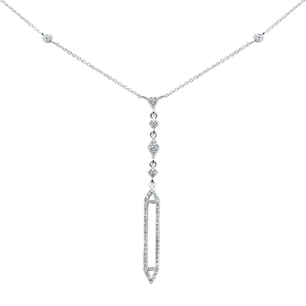 ''SPECIAL! .23ct G SI 14K White Gold Diamond Drop Lariat PENDANT Necklace 16+2'''' Ext''