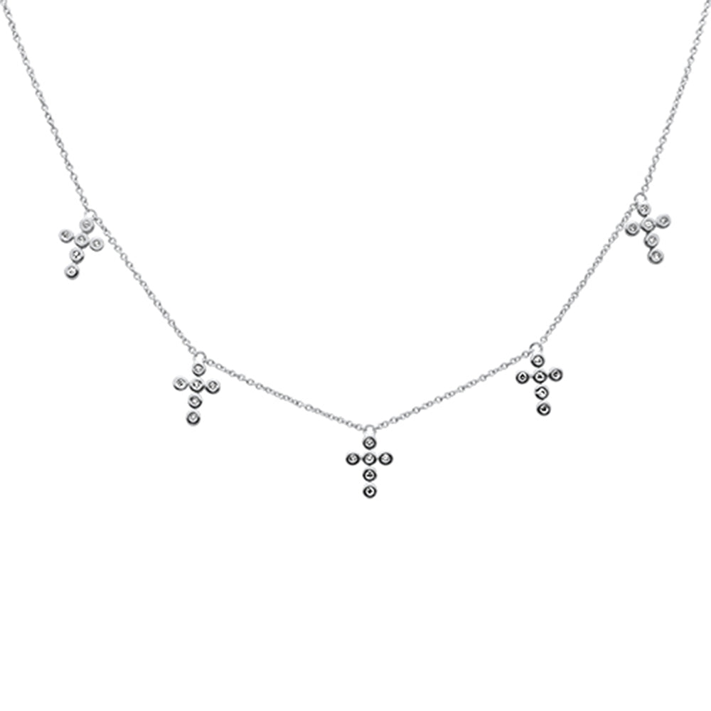 ''.13ct G SI 14K White Gold Diamond Cross Drop PENDANT Necklace 18'''' Long''