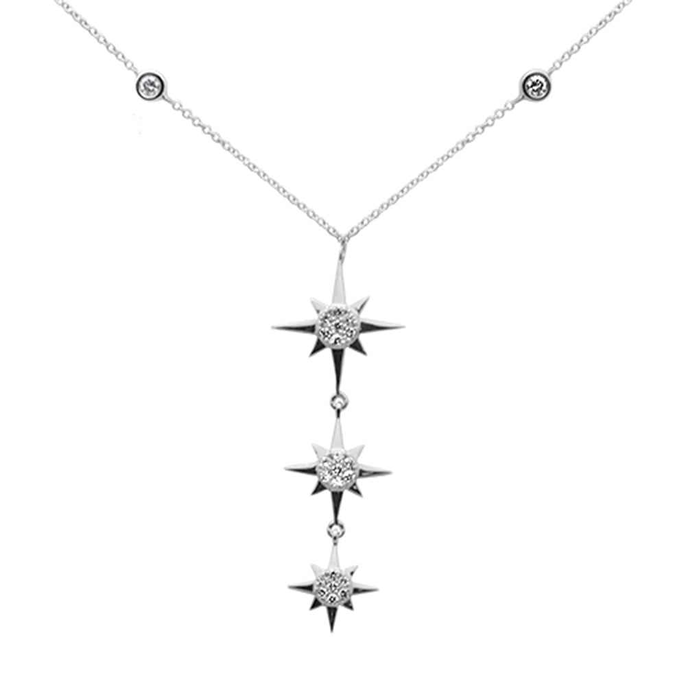 ''SPECIAL!.34ct G SI 14K White Gold Diamond Starburst Pendant NECKLACE 16+2'''' Ext''