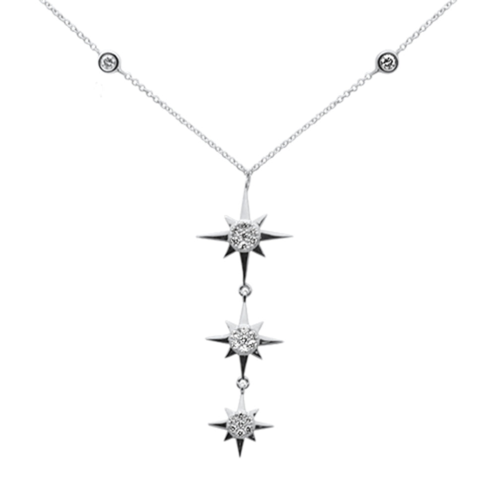 ''SPECIAL!.34ct G SI 14K White GOLD Diamond Starburst Pendant Necklace 16+2'''' Ext''