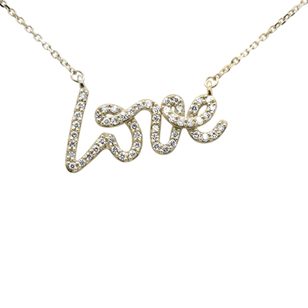 ''SPECIAL!.24ct G SI 14K Yellow Gold Diamond ''''Love'''' Script Pendant NECKLACE 18'''' Long''