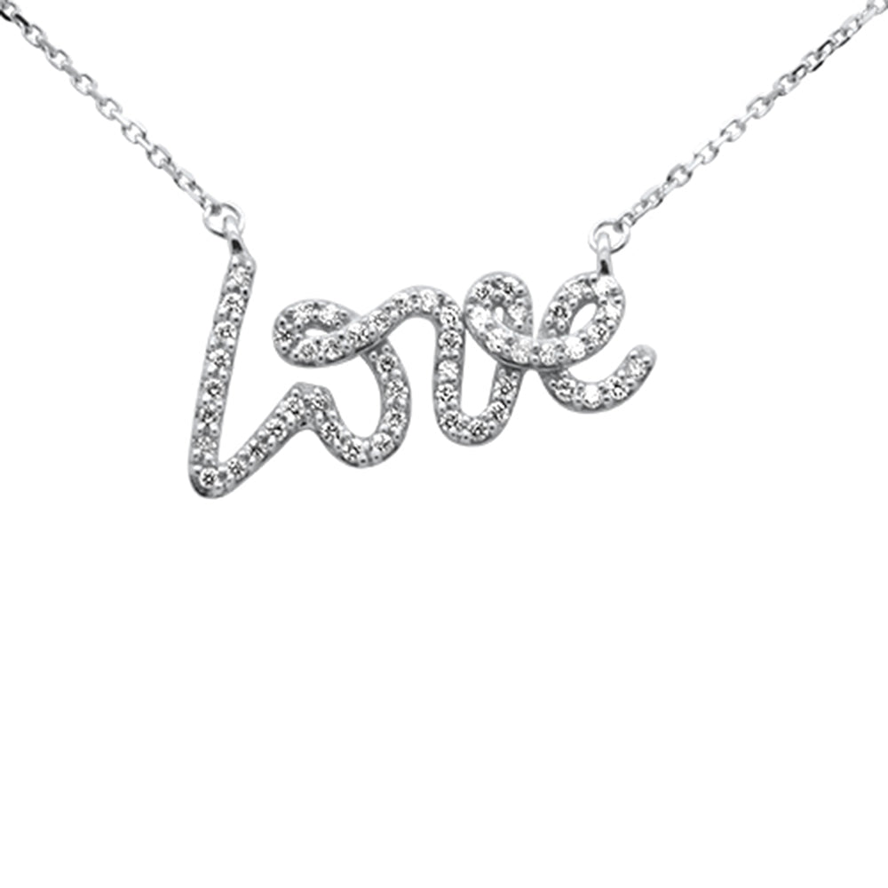 ''SPECIAL!.26ct G SI 14K White GOLD Diamond ''''Love'''' Script Pendant Necklace 18'''' Long''