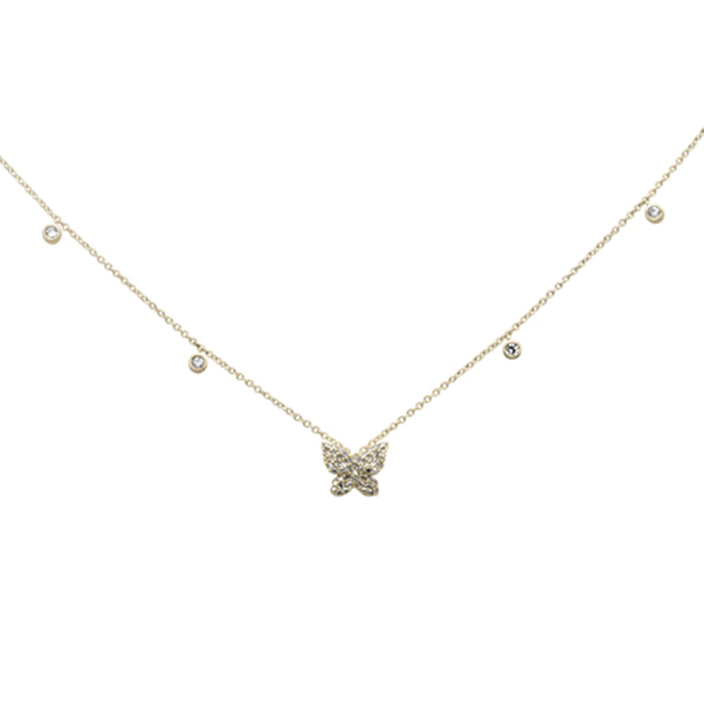 ''.21ct G SI 14K Yellow Gold DIAMOND Butterfly Pendant Necklace 16+2'''' Ext''