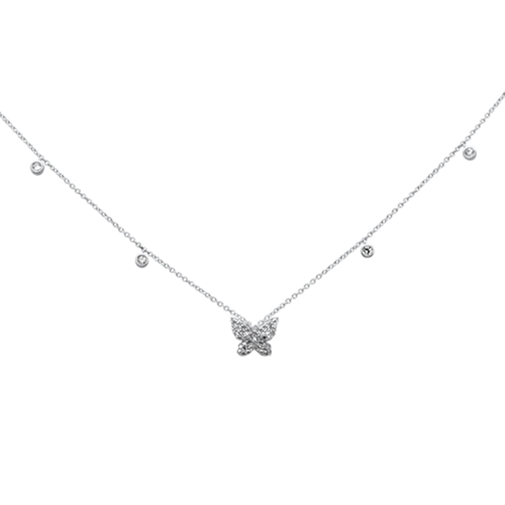 ''.21ct G SI 14K White Gold Diamond Butterfly PENDANT Necklace 16+2'''' Ext''